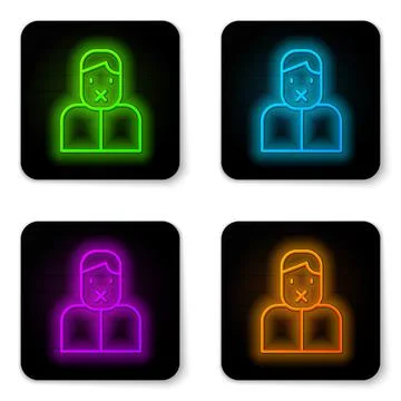 Glowing neon line Censor and freedom of speech concept icon isolated on white Stock Illustration