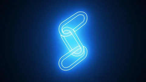 Glowing neon line Chain link icon isolated on black background. Simple link.. Stock Illustration