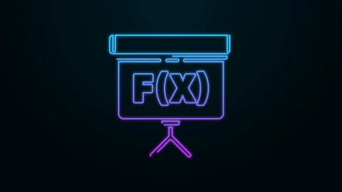 Glowing neon line Chalkboard with function mathematical icon isolated on black Video stock 140221729