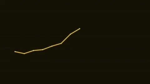 Glowing neon line chart rising on a tech grid, gold neon 스톡 동영상 342595696
