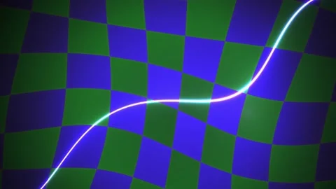 Glowing neon line on checkered background. Stock Footage 335360926