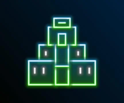 Glowing neon line Chichen Itza in Mayan icon isolated on black background Ilustración de archivo
