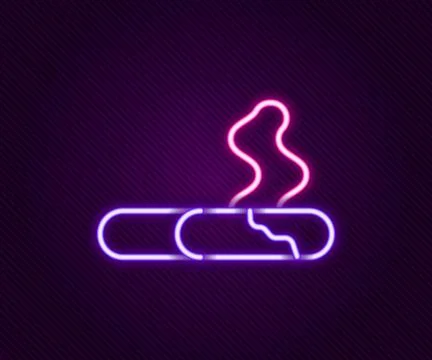 Glowing neon line Cigarette icon isolated on black background. Tobacco sign.. Stock Illustration