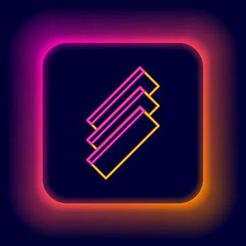 Glowing neon line Cigarette rolling papers pack icon isolated on black Stock Illustration
