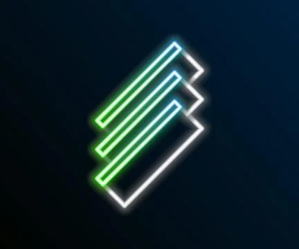 Glowing neon line Cigarette rolling papers pack icon isolated on black back.. Stock Illustration