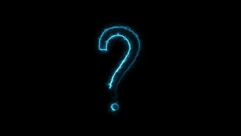 Glowing neon line circle with question mark black background illustration. Stock Illustration
