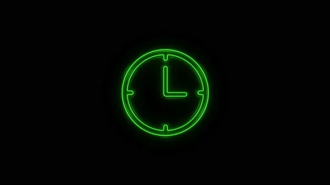 Glowing neon line Clock icon isolated on black background. Time symbol. 4K Stock Footage 156133512