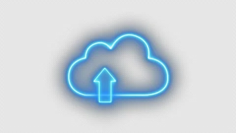 Glowing neon line of cloud computing for download and upload database Video stock 248941030