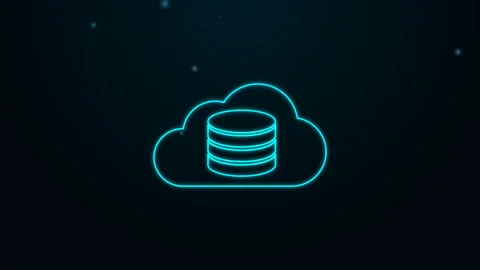 Glowing neon line Cloud database icon isolated on black background. Cloud Stock Footage 139445055