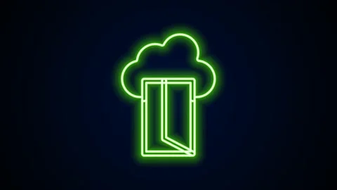 Glowing neon line Cloud database icon isolated on black background. Cloud Stock Footage 159291013