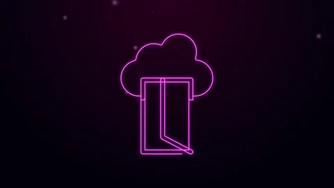 Glowing neon line Cloud database icon isolated on black background. Cloud Stock Footage 159291019