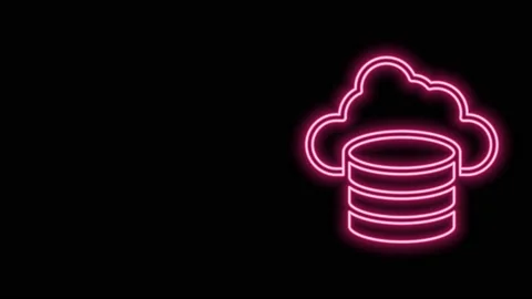 Glowing neon line Cloud database icon isolated on black background. Cloud Stock Footage 159350043