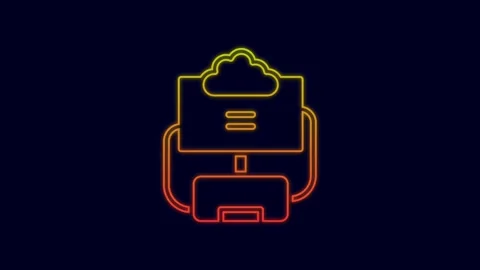 Glowing neon line Cloud database icon isolated on blue background. Cloud Stock Footage 227211525