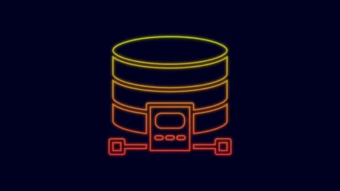 Glowing neon line Cloud database icon isolated on blue background. Cloud Stock Footage 227211725