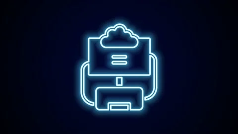 Glowing neon line Cloud database icon isolated on black background. Cloud Stock Footage 227360535