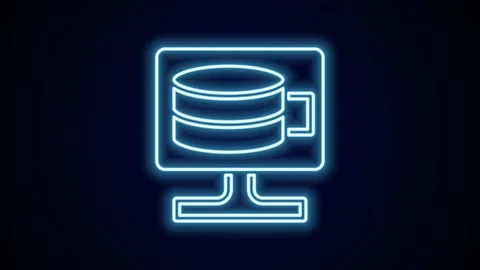 Glowing neon line Cloud database icon isolated on black background. Cloud Stock Footage 227360673