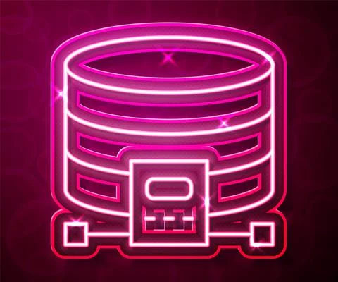 Glowing neon line Cloud database icon isolated on red background. Cloud Stock Illustration