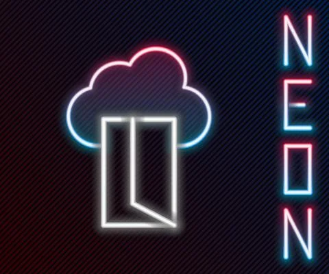 Glowing neon line Cloud database icon isolated on black background. Cloud Stock Illustration