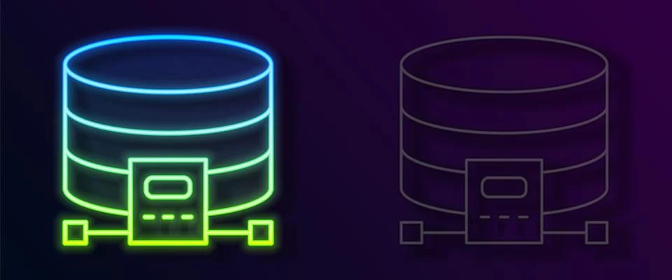Glowing neon line Cloud database icon isolated on black background. Cloud Stock Illustration