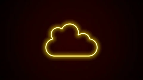 Glowing neon line Cloud icon isolated on black background. 4K Video motion Vidéo 142485739