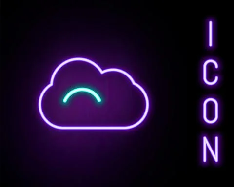 Glowing neon line Cloud icon isolated on black background. Colorful outline Illustrazione stock