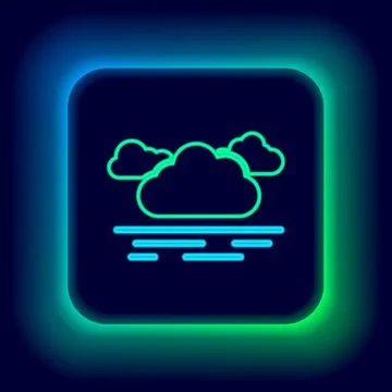 Glowing neon line Cloud icon isolated on black background. Colorful outline Illustrazione stock