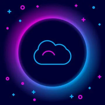 Glowing neon line Cloud icon isolated on black background. Colorful outline Stock Illustration