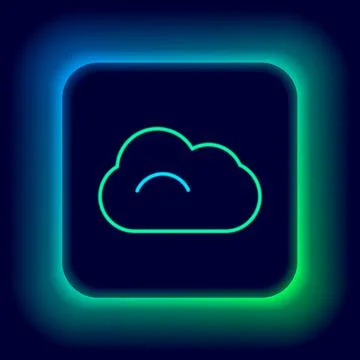Glowing neon line Cloud icon isolated on black background. Colorful outline Stock Illustration