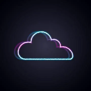 Glowing neon line Cloud icon isolated on black background. Vector Stock Illustration