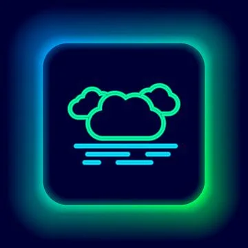 Glowing neon line Cloud icon isolated on black background. Colorful outline Stock Illustration