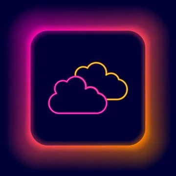 Glowing neon line Cloud icon isolated on black background. Colorful outline Illustrazione stock