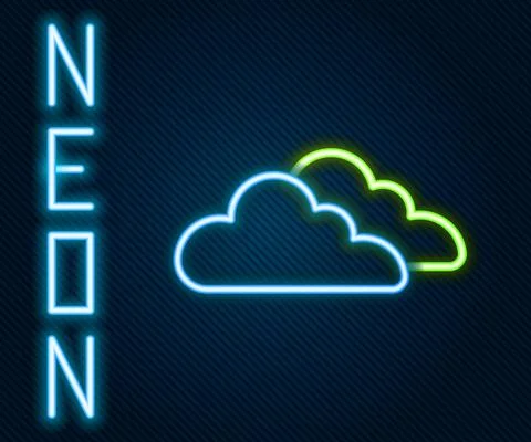 Glowing neon line Cloud icon isolated on black background. Colorful outline Stock Illustration