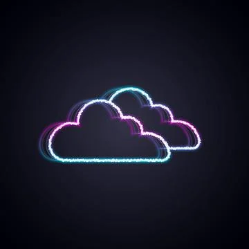 Glowing neon line Cloud icon isolated on black background. Vector Stock Illustration