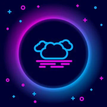 Glowing neon line Cloud icon isolated on black background. Colorful outline Illustrazione stock