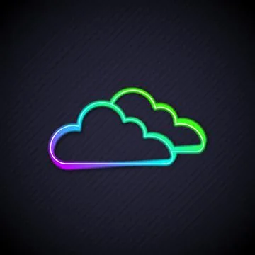 Glowing neon line Cloud icon isolated on black background. Vector Stock Illustration