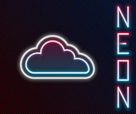 Glowing neon line Cloud icon isolated on black background. Colorful outline Illustrazione stock