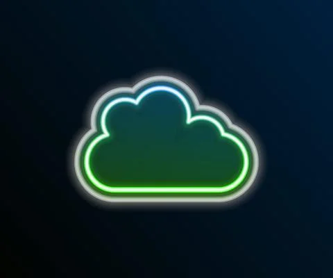 Glowing neon line Cloud icon isolated on black background. Colorful outline 스톡 일러스트
