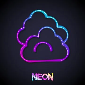 Glowing neon line Cloud icon isolated on black background. Vector Stock Illustration