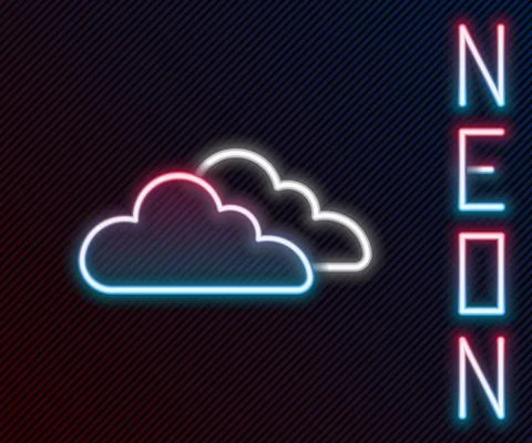 Glowing neon line Cloud icon isolated on black background. Colorful outline Illustrazione stock