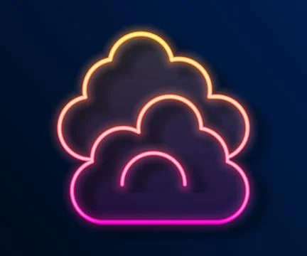 Glowing neon line Cloud icon isolated on black background.  Vector Stock Illustration