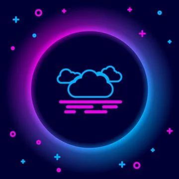 Glowing neon line Cloud icon isolated on black background. Colorful outline c Illustrazione stock