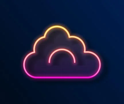 Glowing neon line Cloud icon isolated on black background. Vector Stock Illustration