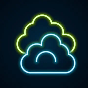 Glowing neon line Cloud icon isolated on black background. Colorful outline Stock Illustration