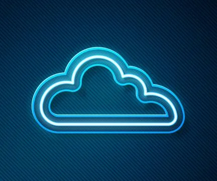 Glowing neon line Cloud icon isolated on blue background.  Vector Stock Illustration