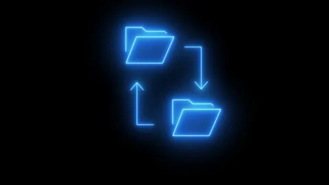 Glowing neon line Cloud storage text document folder icon isolated on black.. Stock Footage 292361005