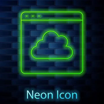 Glowing neon line Cloud technology data transfer and storage icon isolated on Stock Illustration