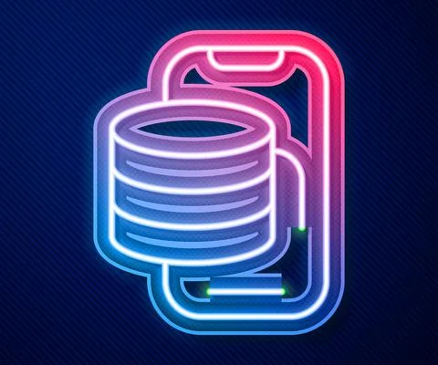 Glowing neon line Cloud technology data transfer and storage icon isolated on Illustrazione stock