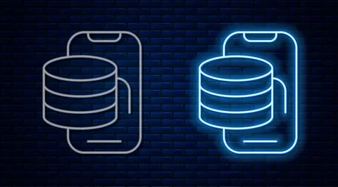 Glowing neon line Cloud technology data transfer and storage icon isolated on Stock Illustration