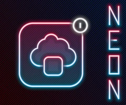 Glowing neon line Cloud technology data transfer and storage icon isolated on Illustrazione stock