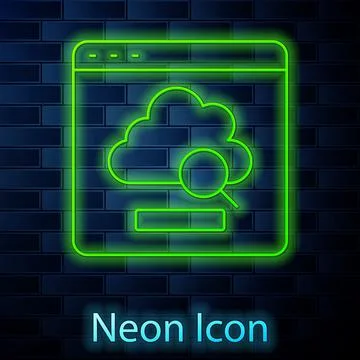 Glowing neon line Cloud technology data transfer and storage icon isolated on Stock Illustration